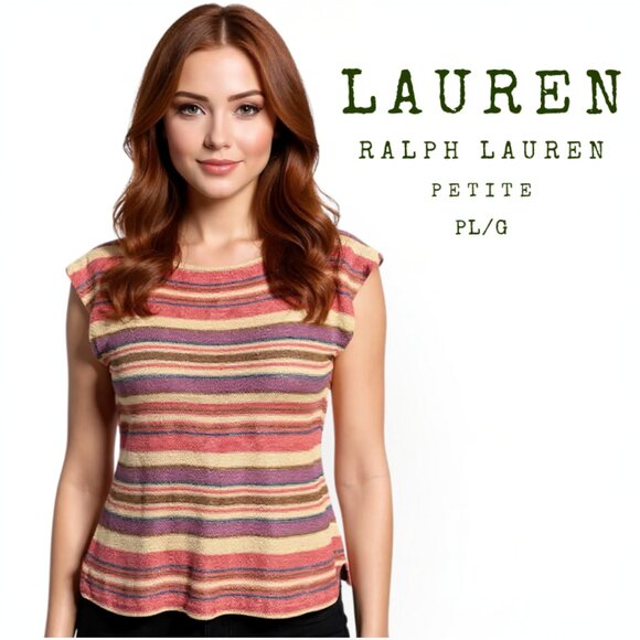Lauren Ralph Lauren Tops - LAUREN RALPH LAUREN Petite PL Linen Cotton Silk Striped Knit Top Multicolor